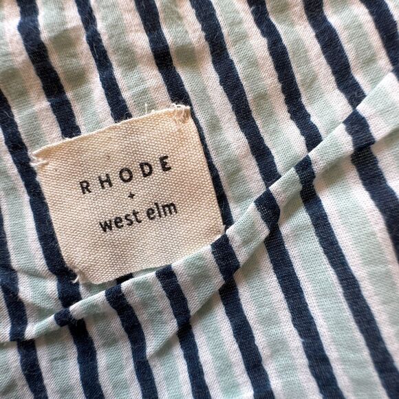 West Elm + Rhode Mushroom Floral Stripe Reversible Cotton Percale Euro Sham - Picture 6 of 8